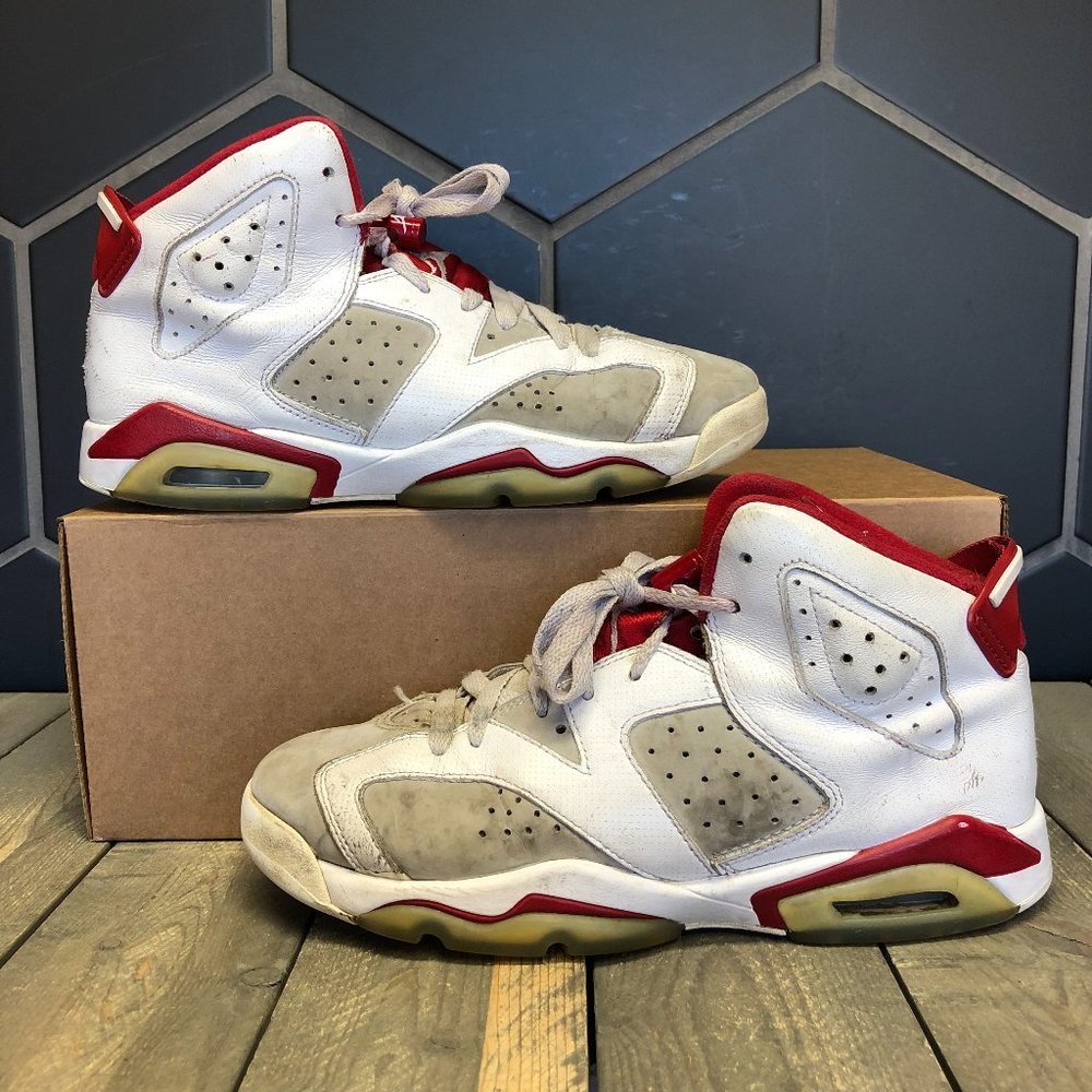 ~Used W/O Box! Youth Nike Air Jordan 6 Alternate Red White Sneakers Size 7Y